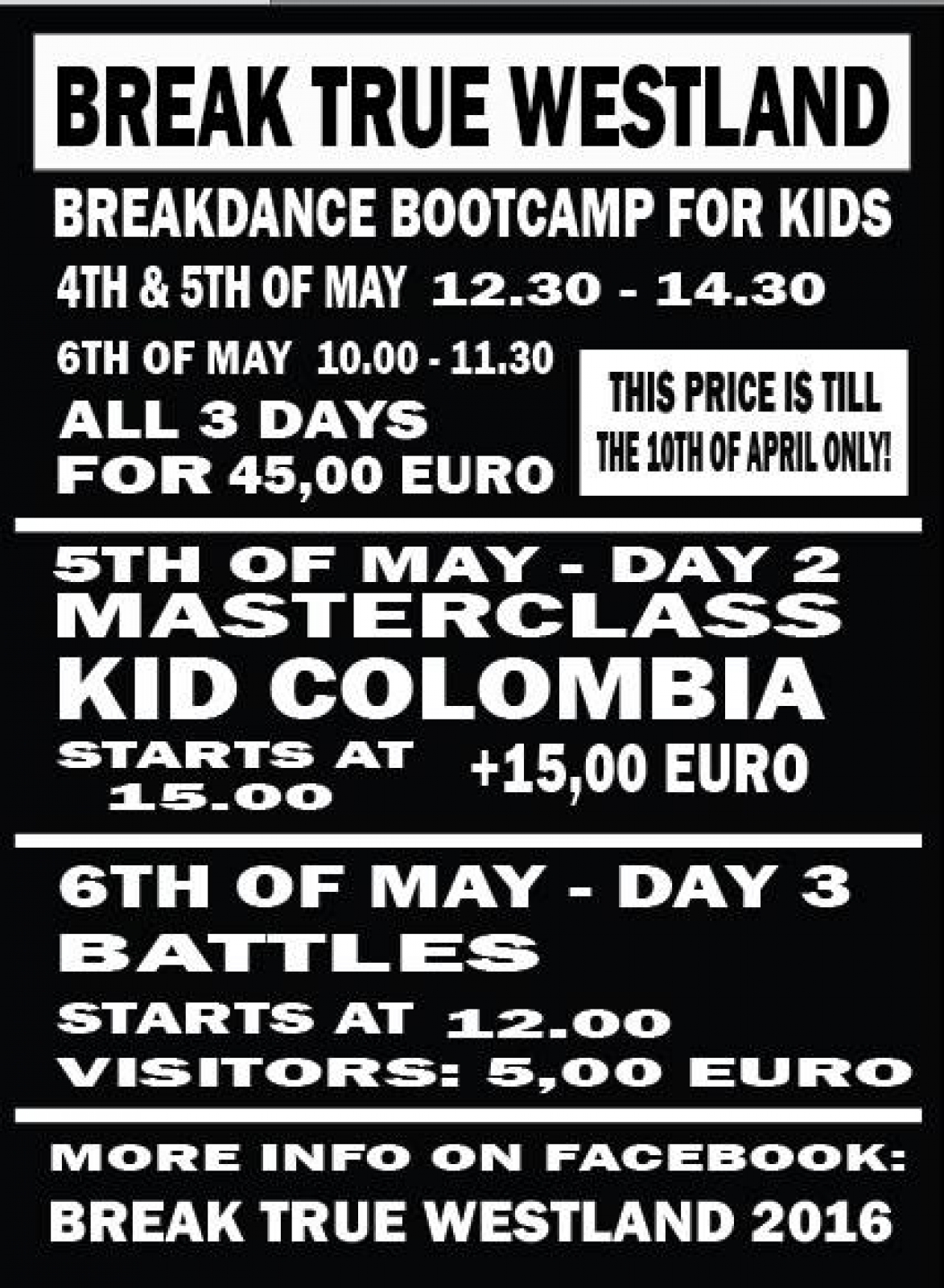 Break True Westland 2016 poster