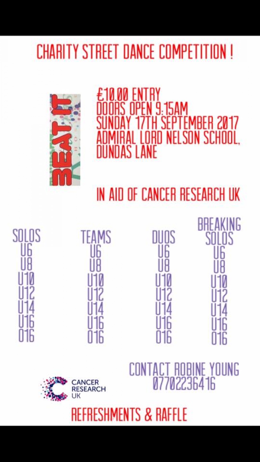 Beat It Charities Street Competition 2017 poster