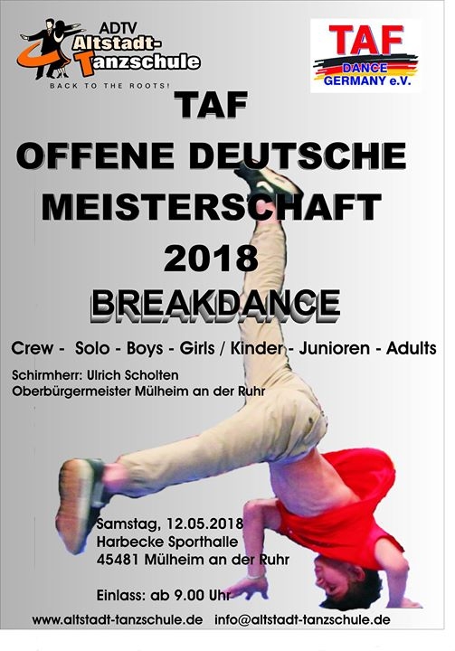 TAF Offene Deutsche Meisterschaft Breakdance 2018 poster