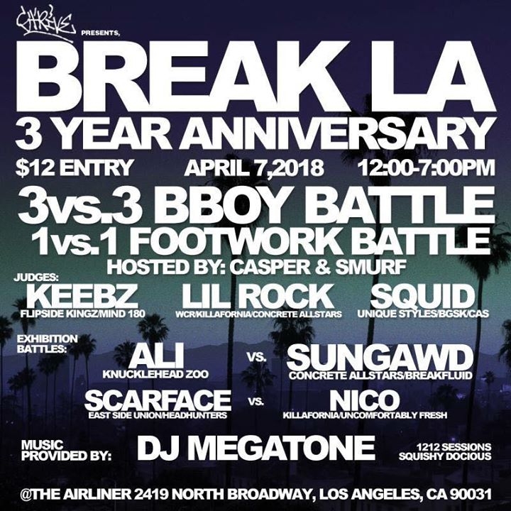 Break LA 3 Year Anniversary 2018 poster